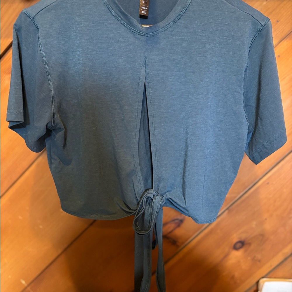 Adidas Blue Tie-Front Crop Top
